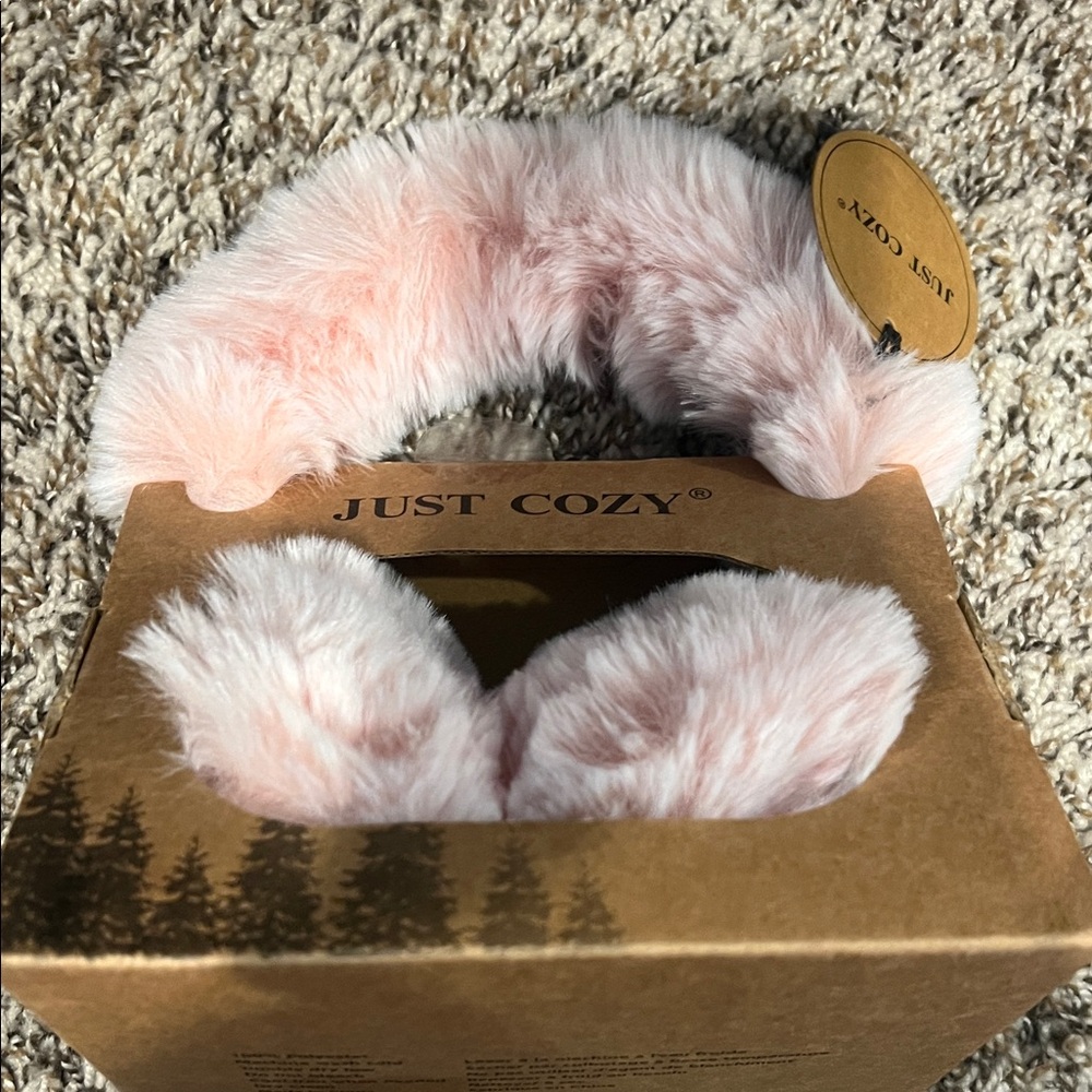 Just Cozy Plush Faux Fur Earmuffs — Light Pink